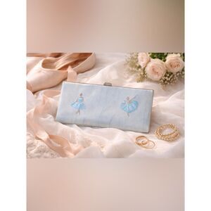 Lodis Degas Ballet Blue Leather Framed XL Wallet Clutch Organizer Purse Art Rare
